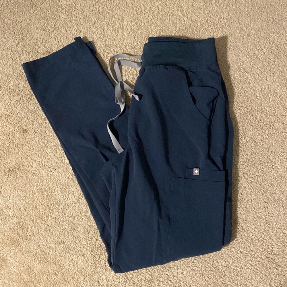 Figs High Waisted Yola Skinny Scrub Pants S/T - blue/grey color